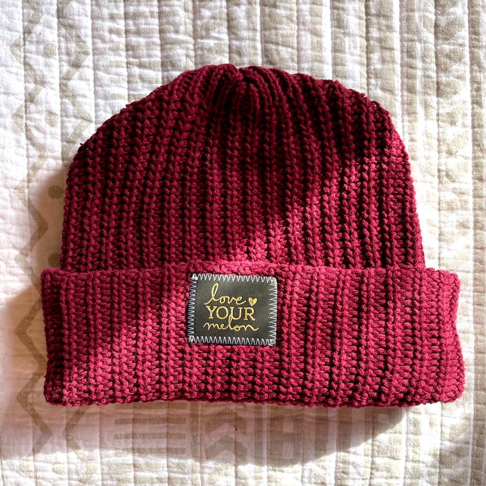 Love Your Melon Maroon Burgundy Knit Beanie Hat